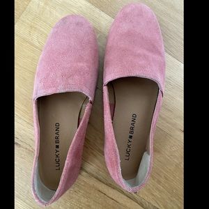 Lucky brand pink suede loafers size 6.5